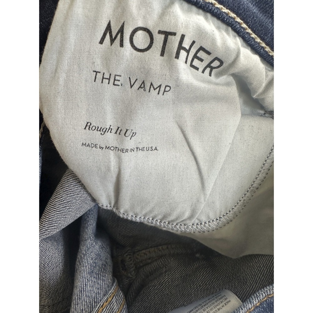 MOTHER The Vamp Distressed Jeans Rough It Up Wash Blue Denim Mid Rise Skinny 28 - Picture 8 of 14